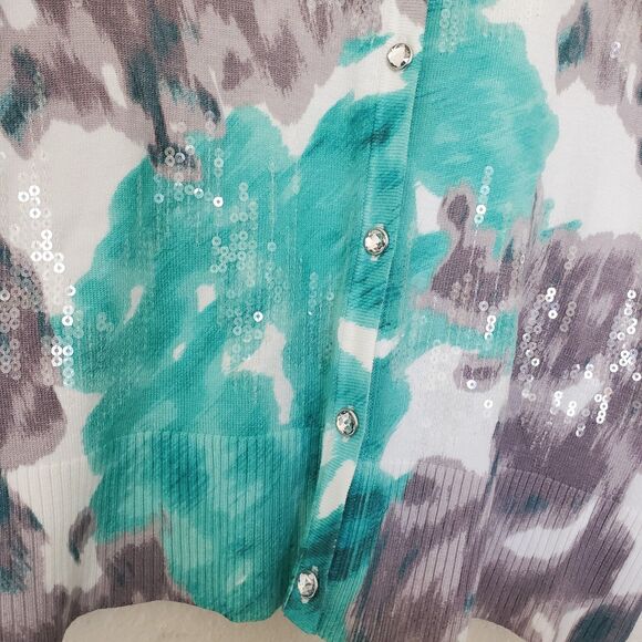 NWT INC International Concepts Women's XL Sequined Blurred Lilies Cardigan - Picture 8 of 15